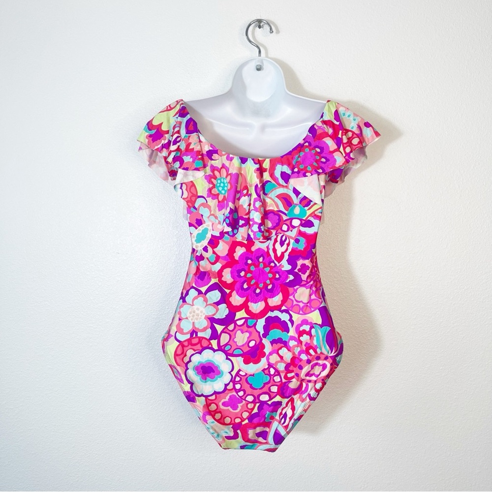 NEW Trina Turk Ruffle Off the Shoulder One Piece Swimsuit Size 6 - Picture 6 of 8